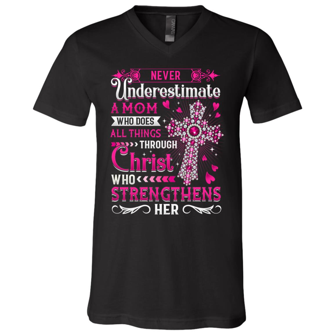 christ shirt, Black, V-Neck T-Shirt