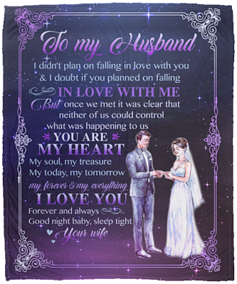 To My Husband Blanket - I Didn't Plan On Falling In Love With You Blanket - I Love You Blanket, White, Cozy Plush Fleece Blanket - 50x60