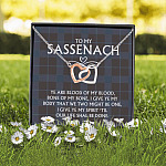 To My Sassenach Ye Are Blood of My Blood and Bone of My Bone Interlocking Hearts Pendant Necklace