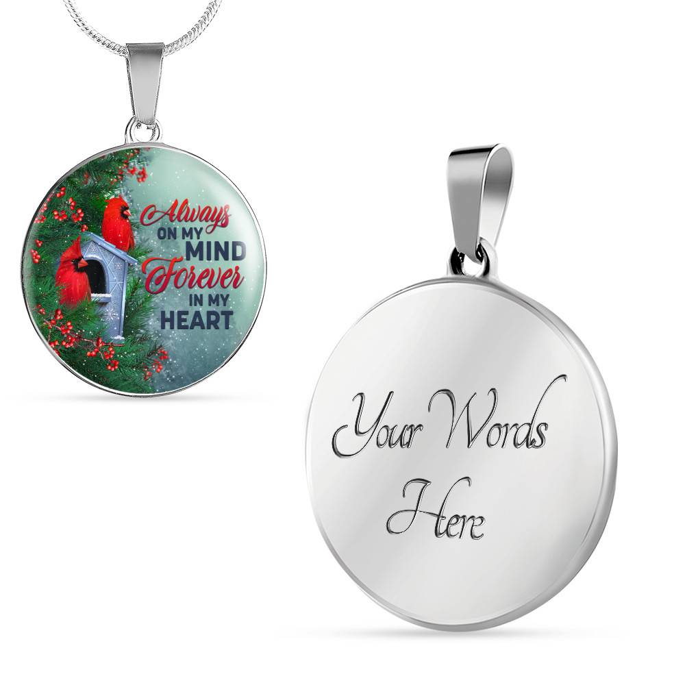 Always On My Mind Forever In My Heart Circle Pendant Necklace - Circle Luxury Necklace (Silver)