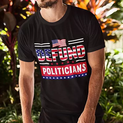 Alternative view of Defund Politicians Political T-Shirt - V-Neck Tee - My Governor Is an Idiot Patriotic Tee
