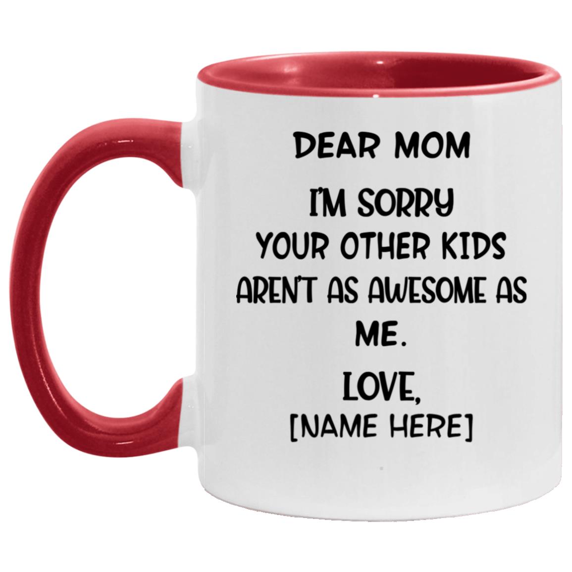 mom accent mug, White/Red, 11 oz. Accent Mug