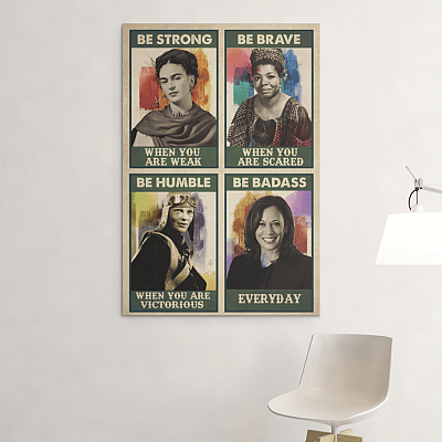 Alternative view of Feminism Canvas Be Strong when You Are Weak Be Brave when You Are Scared Water Color Framed Canvas - Unframed Poster