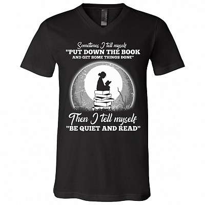 Sometimes I Tell Myself, Black, V-Neck T-Shirt