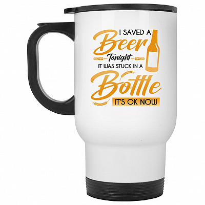14 oz. White Travel Mug