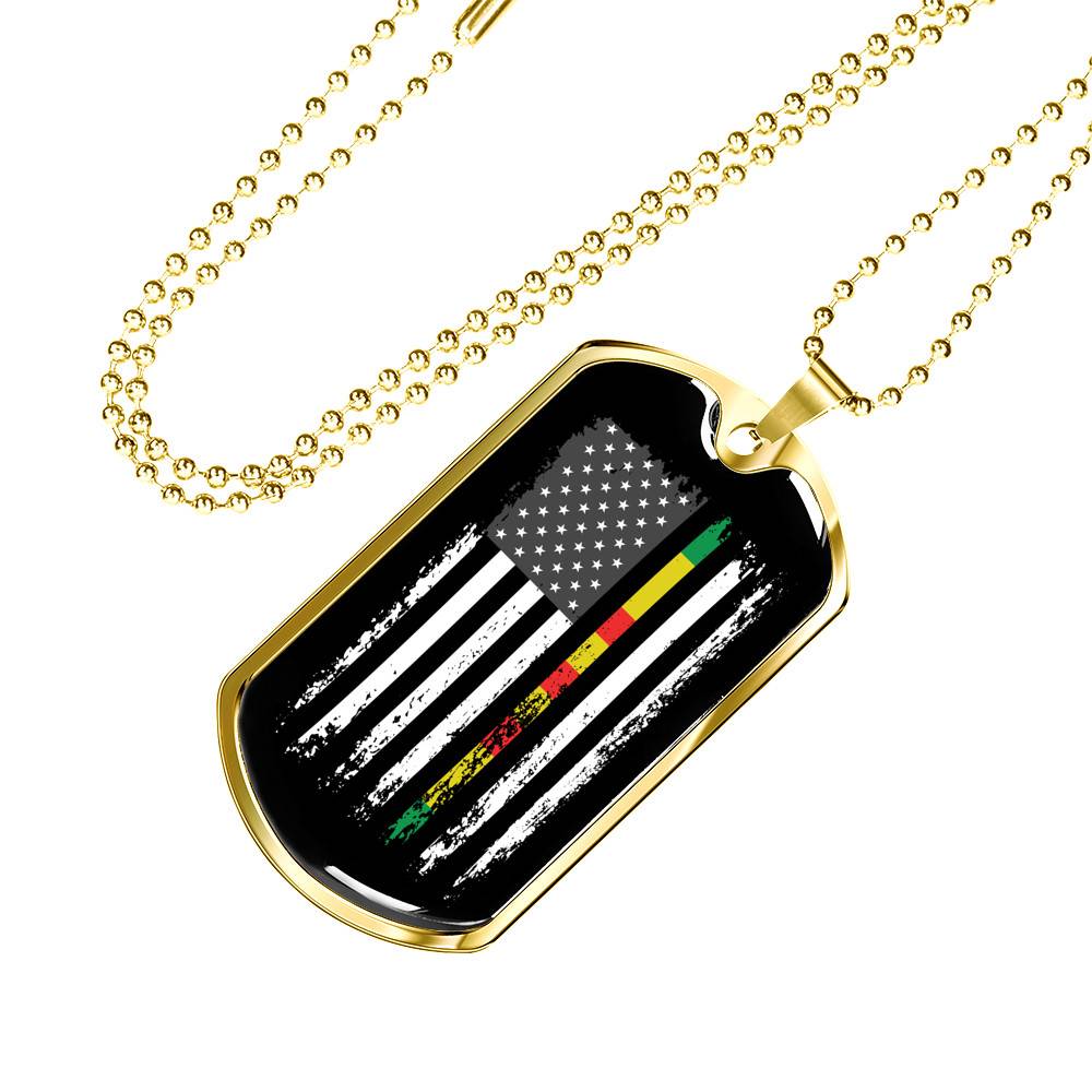 Proud Vietnam Veteran American Flag Dog Tag Pendant Necklace Veteran's Day Gifts - Dog Tag (Gold Plated)