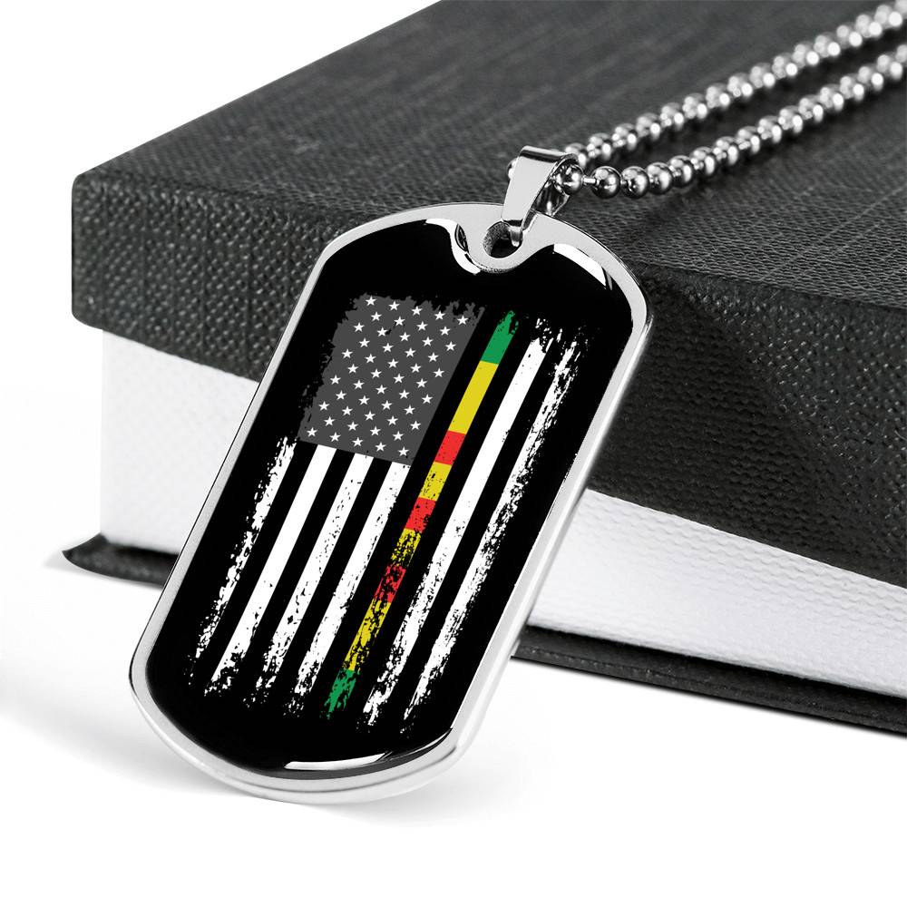 Proud Vietnam Veteran American Flag Dog Tag Pendant Necklace Veteran's Day Gifts - Dog Tag (Silver)