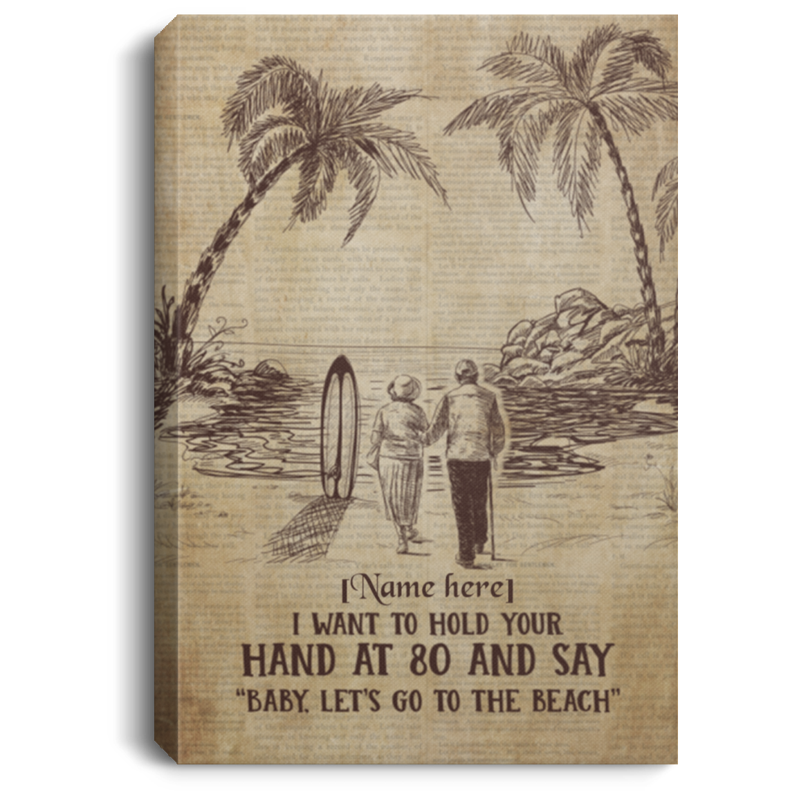 Personalized I Want To Hold Your Hands And Say Baby Let's Go To The Beach Canvas Prints - Unframed Poster, White, 0.75'' Framed Canvas