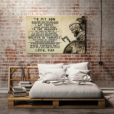 Alternative view of From Viking Dad To My Son Never Feel That You Are Alone Wrapped Framed Canvas Prints - Unframed Poster