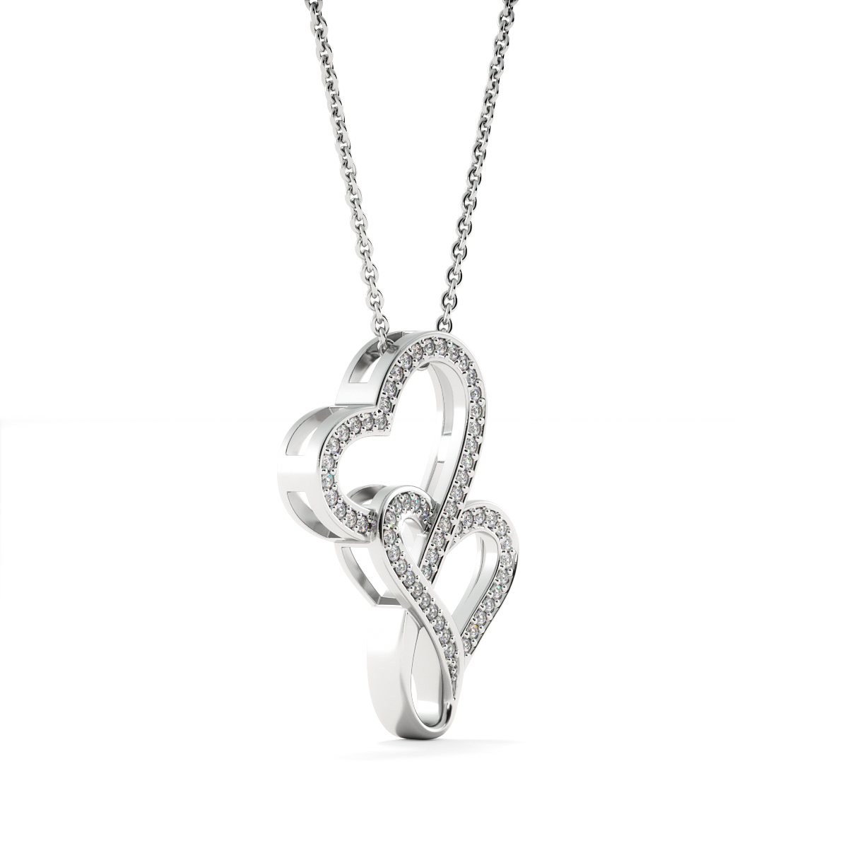 Double Hearts Pendant Silver Message Card 1