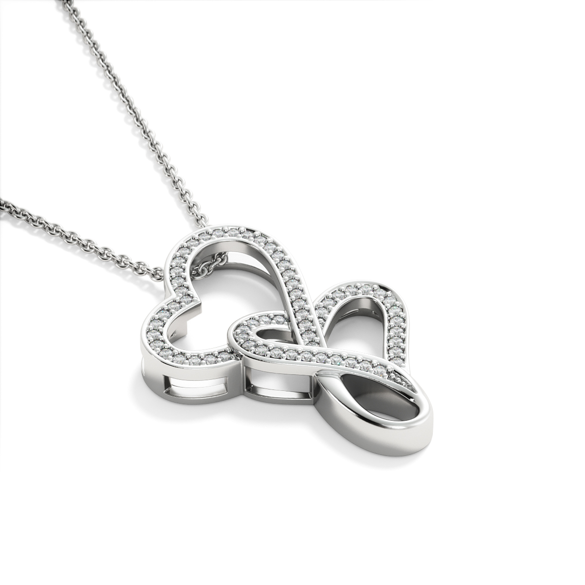 Double Hearts Pendant Silver Card 2