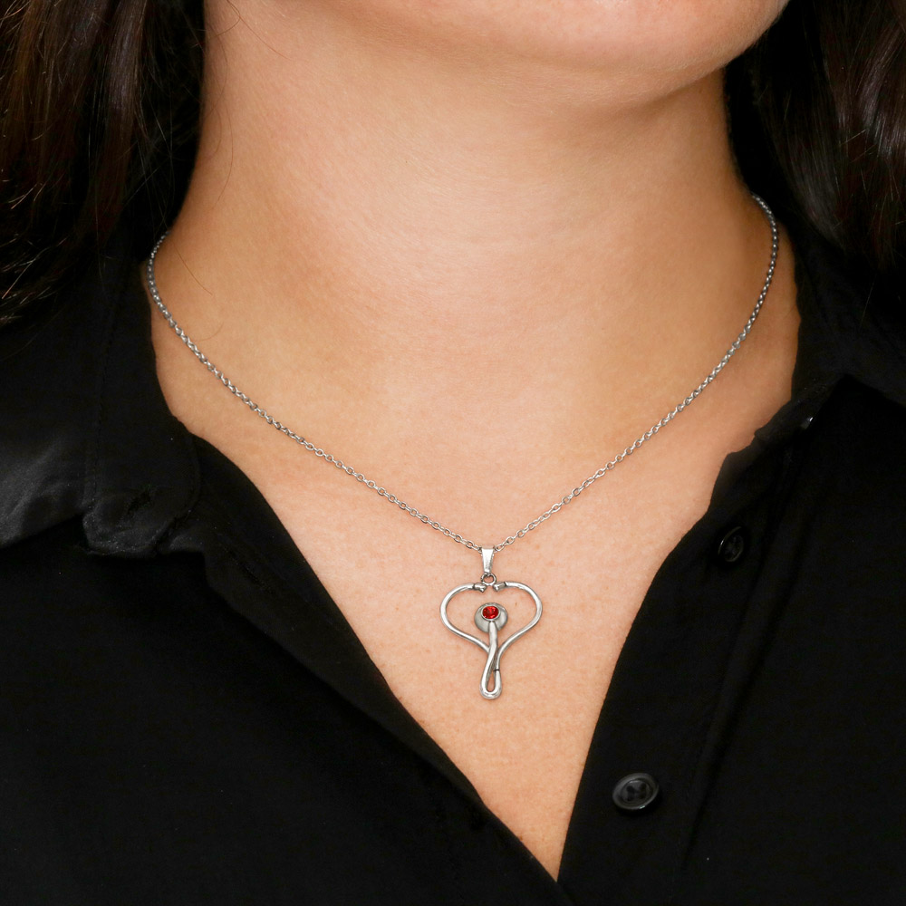 Stethoscope Necklace on Model Stethoscope Necklace on Model