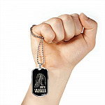 Until Valhalla Viking Dog Tag Necklace - Skull American Flag Norse Viking Dog Tag Necklace - Dog Tag (Silver)