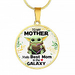 Baby Yoda To My Mother Yoda Best Mom In The Galaxy Happy Mother's Day Circle Pendant Necklace - Circle Luxury Necklace (Gold Plated)