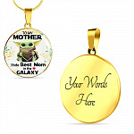 Baby Yoda To My Mother Yoda Best Mom In The Galaxy Happy Mother's Day Circle Pendant Necklace - Circle Luxury Necklace (Gold Plated)