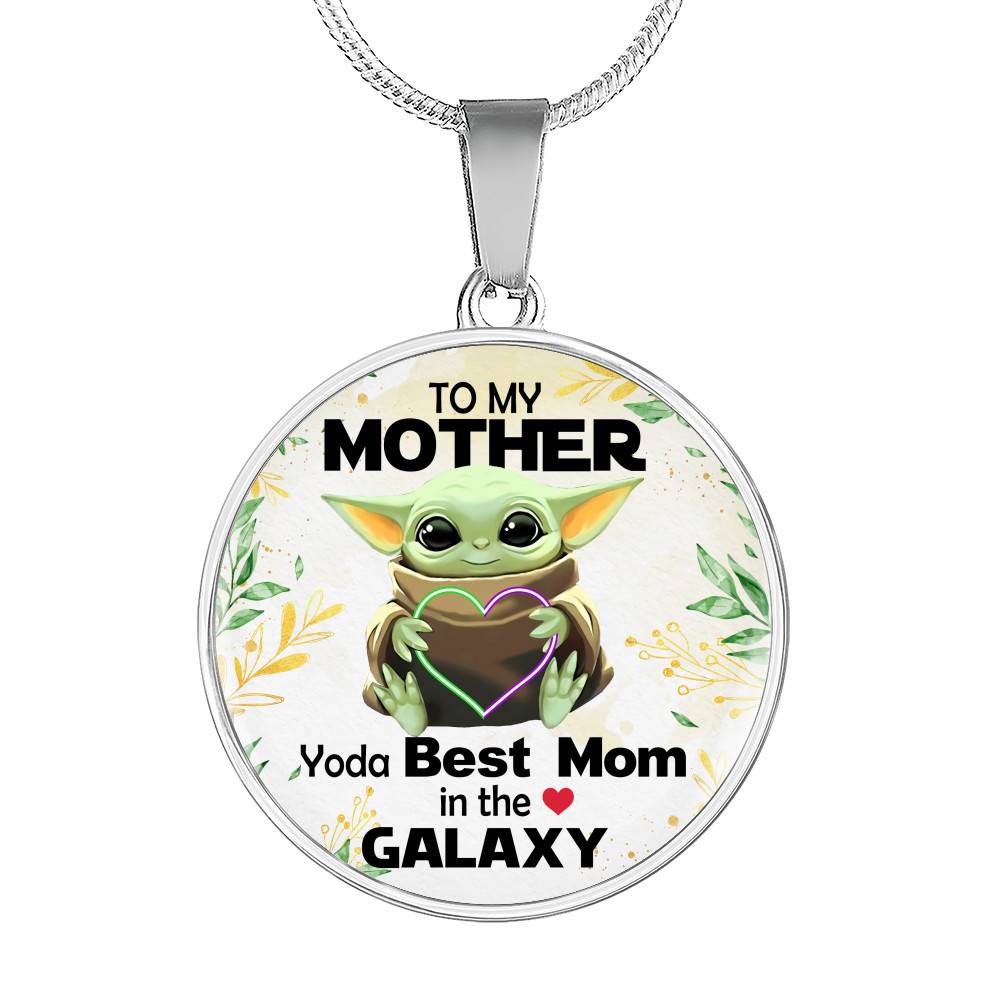 Baby Yoda To My Mother Yoda Best Mom In The Galaxy Happy Mother's Day Circle Pendant Necklace - Circle Luxury Necklace (Silver)