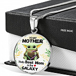 Baby Yoda To My Mother Yoda Best Mom In The Galaxy Happy Mother's Day Circle Pendant Necklace - Circle Luxury Necklace (Silver)