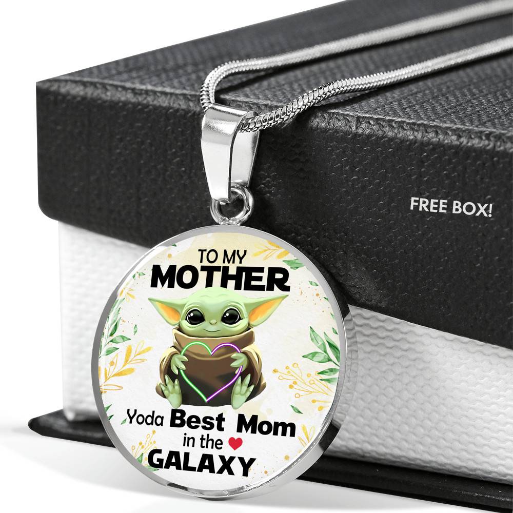 Baby Yoda To My Mother Yoda Best Mom In The Galaxy Happy Mother's Day Circle Pendant Necklace - Circle Luxury Necklace (Silver)