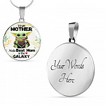 Baby Yoda To My Mother Yoda Best Mom In The Galaxy Happy Mother's Day Circle Pendant Necklace - Circle Luxury Necklace (Silver)