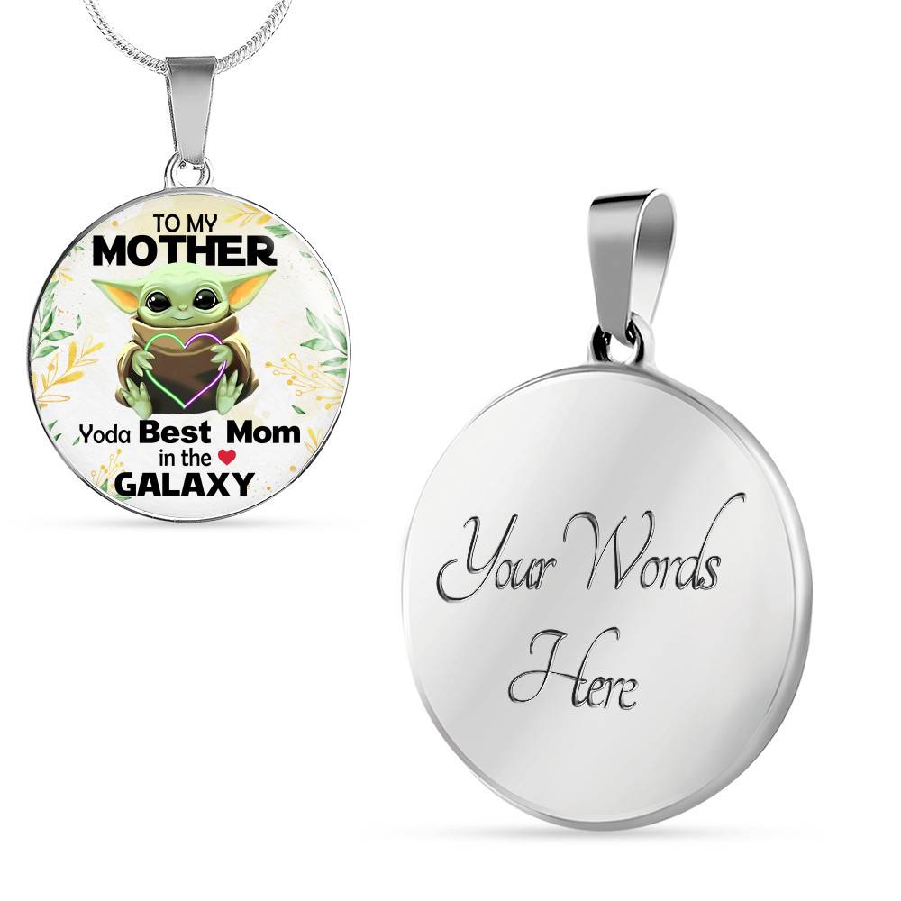 Baby Yoda To My Mother Yoda Best Mom In The Galaxy Happy Mother's Day Circle Pendant Necklace - Circle Luxury Necklace (Silver)