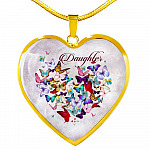 Colorful Butterfly Daughter Heart Pendant Necklace - Daughter Gift Necklace - Heart Luxury Necklace (Gold Plated) Colorful Butterfly Daughter Heart Pendant Necklace - Daughter Gift Necklace - Heart Luxury Necklace (Gold Plated)