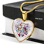 Colorful Butterfly Daughter Heart Pendant Necklace - Daughter Gift Necklace - Heart Luxury Necklace (Gold Plated) Colorful Butterfly Daughter Heart Pendant Necklace - Daughter Gift Necklace - Heart Luxury Necklace (Gold Plated)