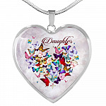 Colorful Butterfly Daughter Heart Pendant Necklace - Daughter Gift Necklace - Heart Luxury Necklace (Silver) Colorful Butterfly Daughter Heart Pendant Necklace - Daughter Gift Necklace - Heart Luxury Necklace (Silver)