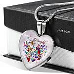 Colorful Butterfly Daughter Heart Pendant Necklace - Daughter Gift Necklace - Heart Luxury Necklace (Silver) Colorful Butterfly Daughter Heart Pendant Necklace - Daughter Gift Necklace - Heart Luxury Necklace (Silver)