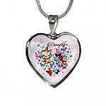 Colorful Butterfly Daughter Heart Pendant Necklace - Daughter Gift Necklace - Heart Luxury Necklace (Silver) Colorful Butterfly Daughter Heart Pendant Necklace - Daughter Gift Necklace - Heart Luxury Necklace (Silver)