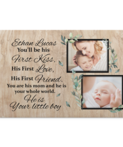 Personalized Photo You Will Be His First Kiss His First Love First Friend Wrapped Framed Canvas Prints - Unframed Poster, White, 0.75'' Framed Canvas