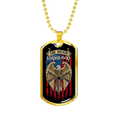 One Nation Under God Dog Tag Necklace - Dog Tag (Gold Plated)
