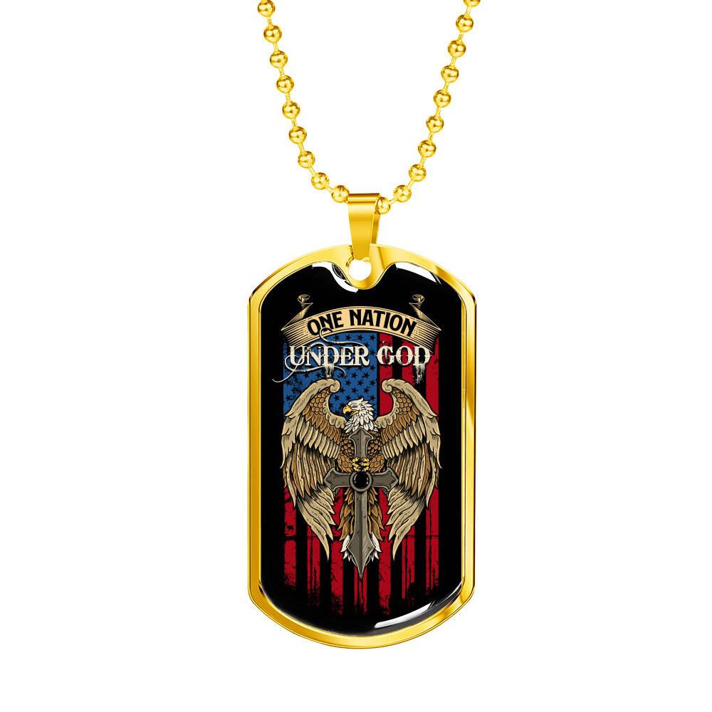 One Nation Under God Dog Tag Necklace - Dog Tag (Gold Plated)