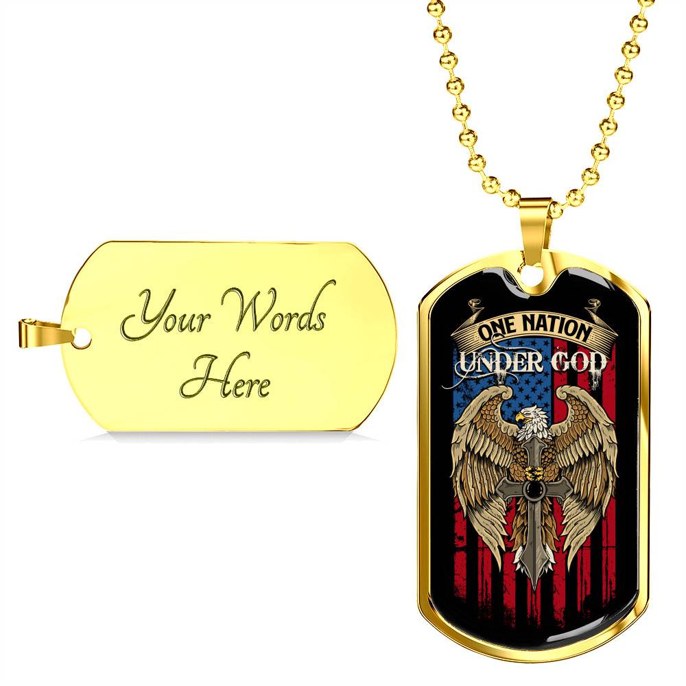 One Nation Under God Dog Tag Necklace - Dog Tag (Gold Plated)