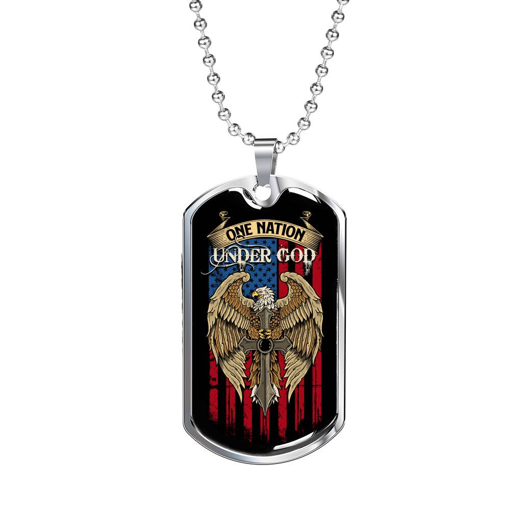 One Nation Under God Dog Tag Necklace - Dog Tag (Silver)