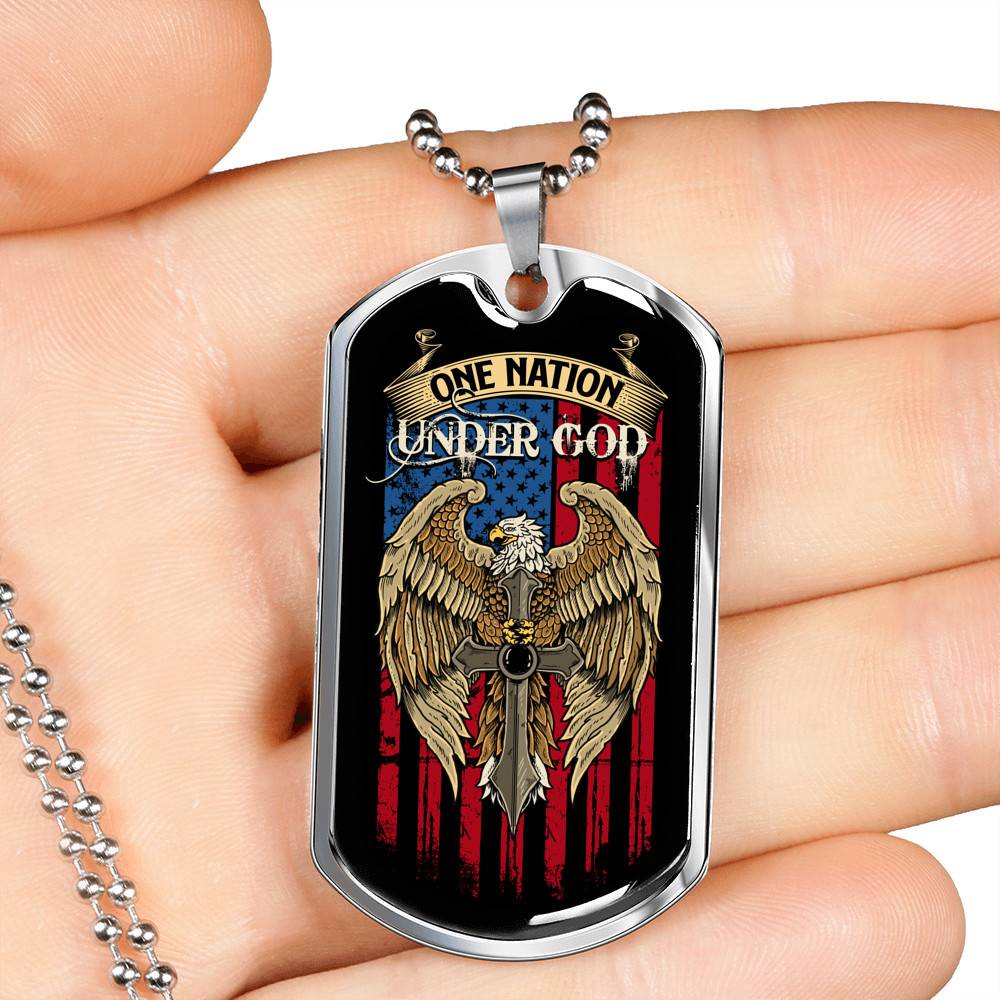 One Nation Under God Dog Tag Necklace - Dog Tag (Silver)