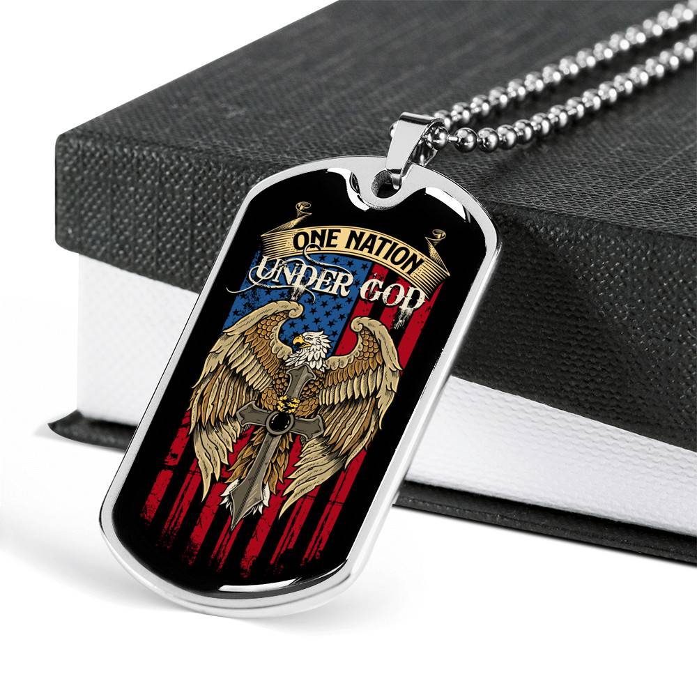 One Nation Under God Dog Tag Necklace - Dog Tag (Silver)