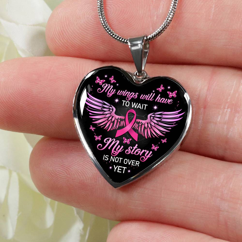 My Wings Will Have to Wait My Story Is Not Over Yet Heart Pendant Necklace - Heart Luxury Necklace (Silver) My Wings Will Have to Wait My Story Is Not Over Yet Heart Pendant Necklace - Heart Luxury Necklace (Silver)