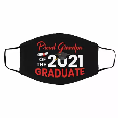 Proud Grandpa Of The 2021 G, Black, Cloth Face Cover – Medium/Large