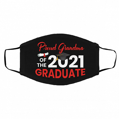 Proud Grandma Of The 2021 Gr, Black, Cloth Face Cover – Medium/Large