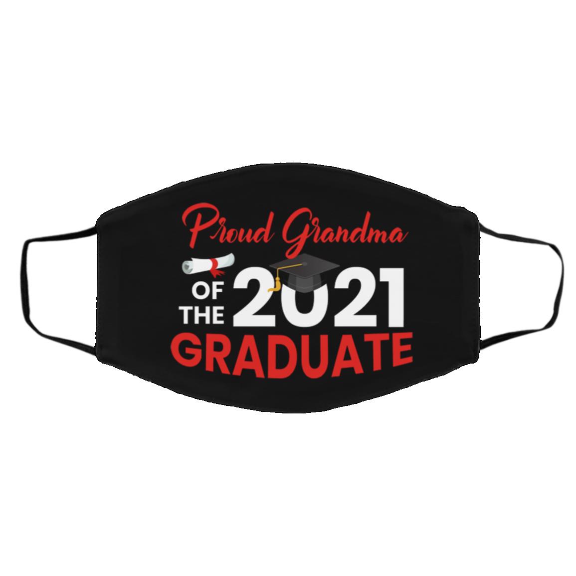 Proud Grandma Of The 2021 Gr, Black, Cloth Face Cover – Medium/Large