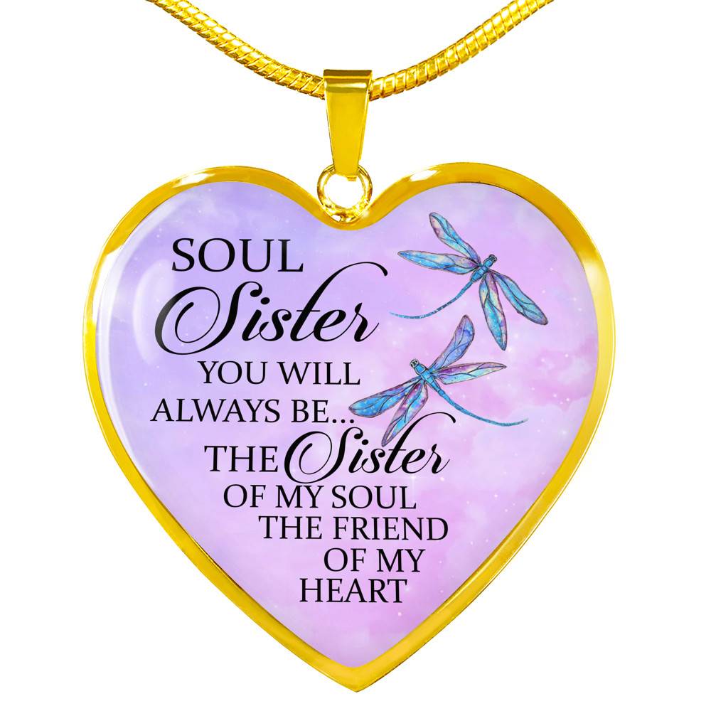 You Will Always Be The Sister Of My Soul Heart Pendant Necklace - Necklaces For Your Sister - Heart Luxury Necklace (Gold Plated) You Will Always Be The Sister Of My Soul Heart Pendant Necklace - Necklaces For Your Sister - Heart Luxury Necklace (Gold Plated)
