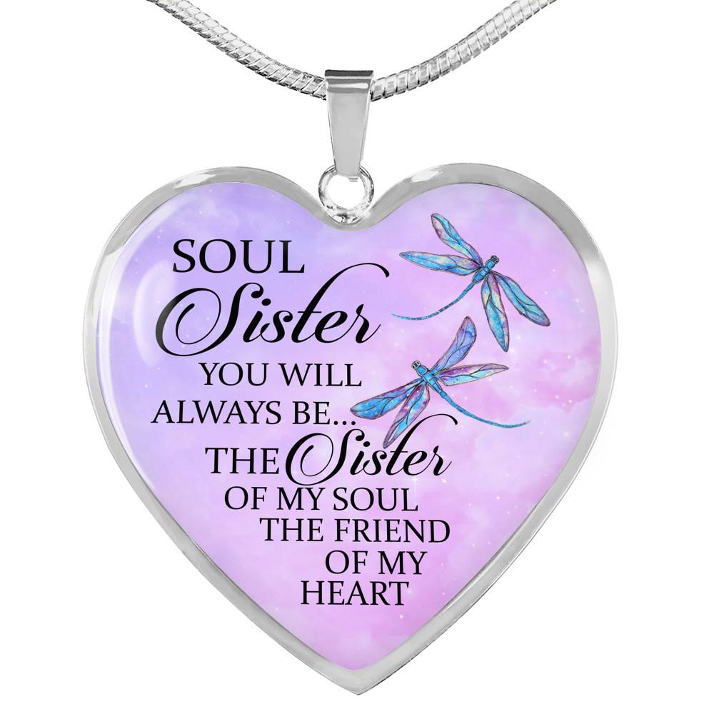 You Will Always Be The Sister Of My Soul Heart Pendant Necklace - Necklaces For Your Sister - Heart Luxury Necklace (Silver) You Will Always Be The Sister Of My Soul Heart Pendant Necklace - Necklaces For Your Sister - Heart Luxury Necklace (Silver)