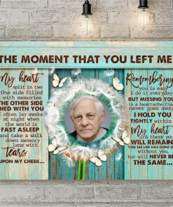 Alternative view of Personalized Photo The Moment That You Left Me My Heart Split In Two Memorial Canvas Prints - Unframed Poster