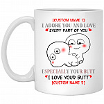 Personalized I Adore You And Love Ev, White, 11 oz. White Mug