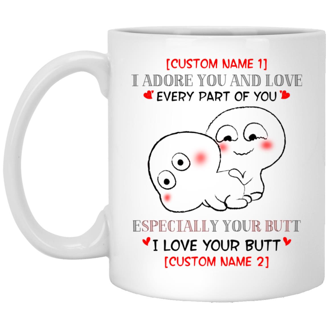 Personalized I Adore You And Love Ev, White, 11 oz. White Mug
