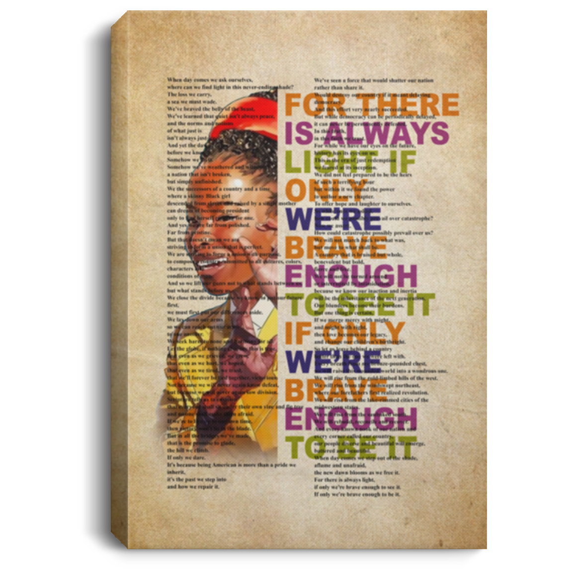 Amanda Gorman the Hill We Climb Wrapped Framed Canvas - Unframed Poster - Amanda Gorman Saying Poster, White, 0.75'' Framed Canvas