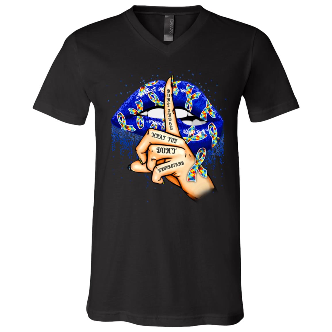 Don't Judge What You, Black, V-Neck T-Shirt