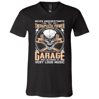Never Underestimate The Therapeutic, Black, V-Neck T-Shirt