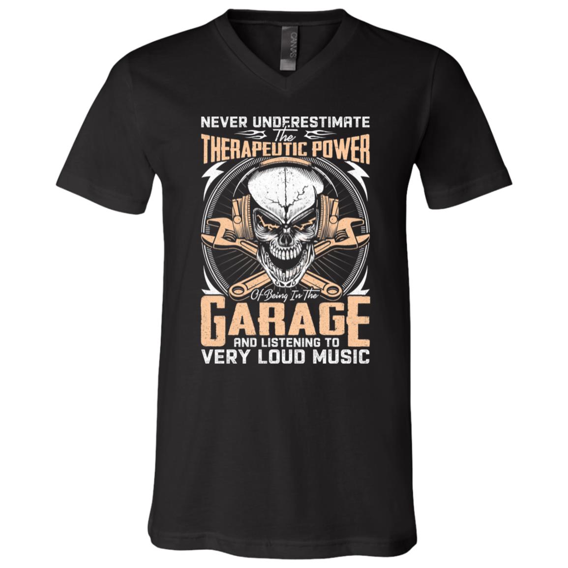 Never Underestimate The Therapeutic, Black, V-Neck T-Shirt