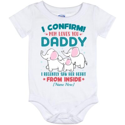 Personalized I Confirm Mom Loves Y, White, Baby Onesie - 12 Month